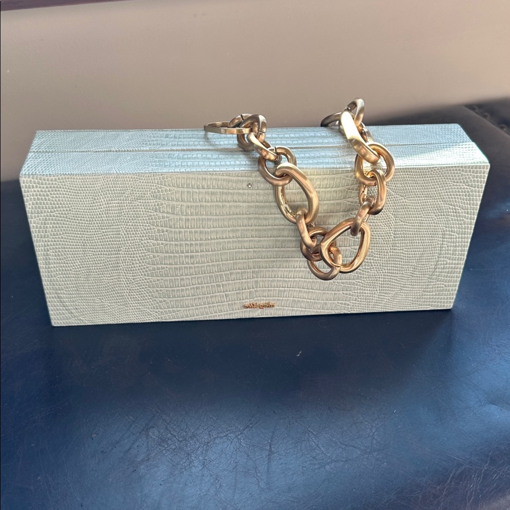 Cult Gaia Calla Wristlet Clutch with gold chain handle. - Picture 3 of 12